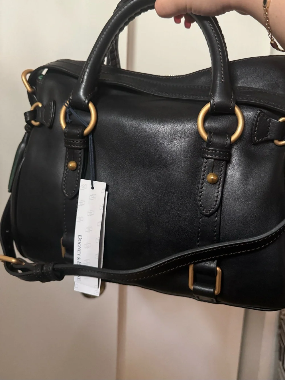 Dooney & Bourke Black Florentine Satchel with Gold Hardware